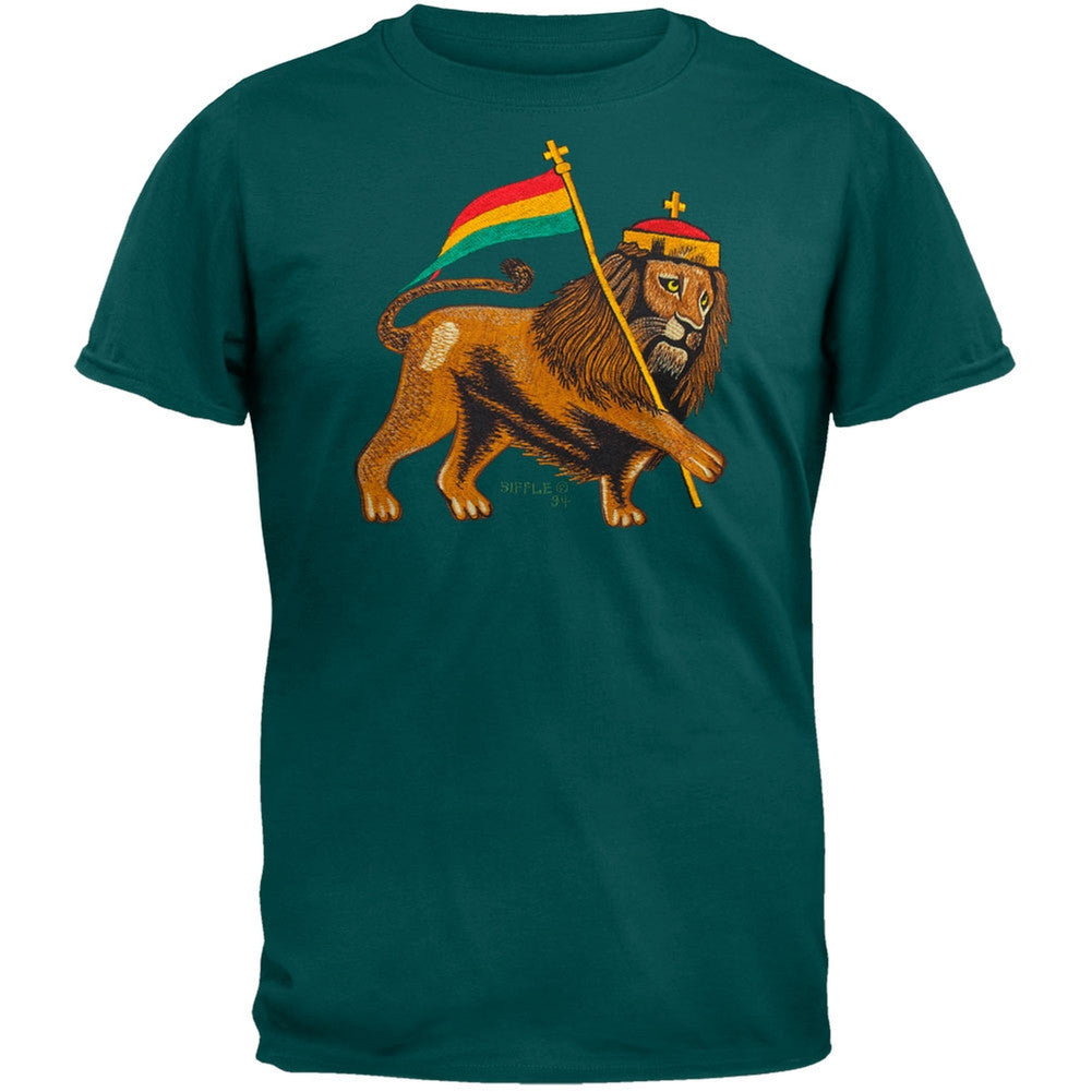 Rasta Lion - Green T-Shirt Men's T-Shirts Old Glory   