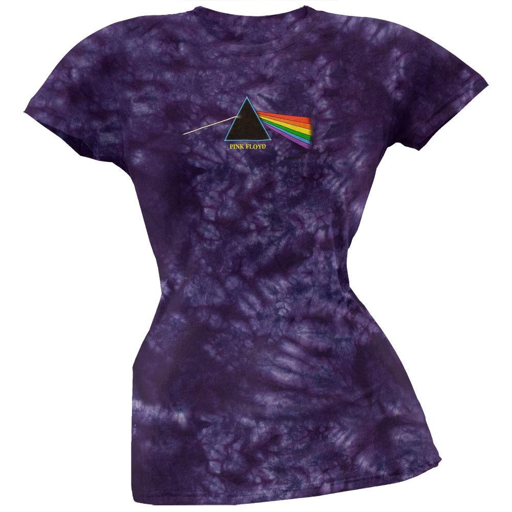 Pink Floyd - Dark Side Juniors Tie Dye T-Shirt Juniors T-Shirts Pink Floyd SM Purple 