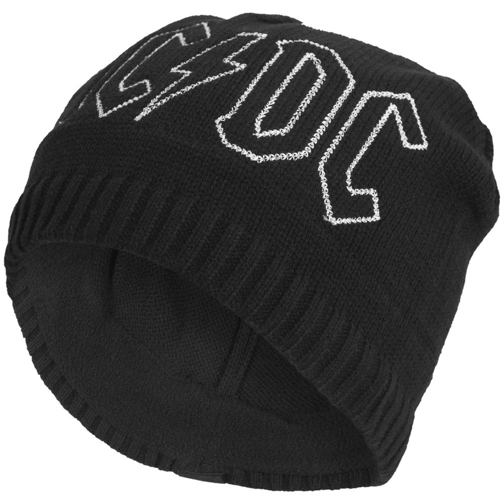 AC/DC Logo Fly Stitch Black Knit Hat Beanie Knit Hats Old Glory OS