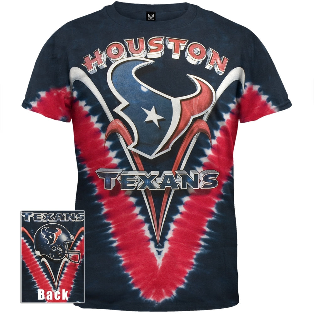 Houston Texans - Logo V-Dye Tie Dye T-Shirt Men's T-Shirts Houston Texans MD Blue