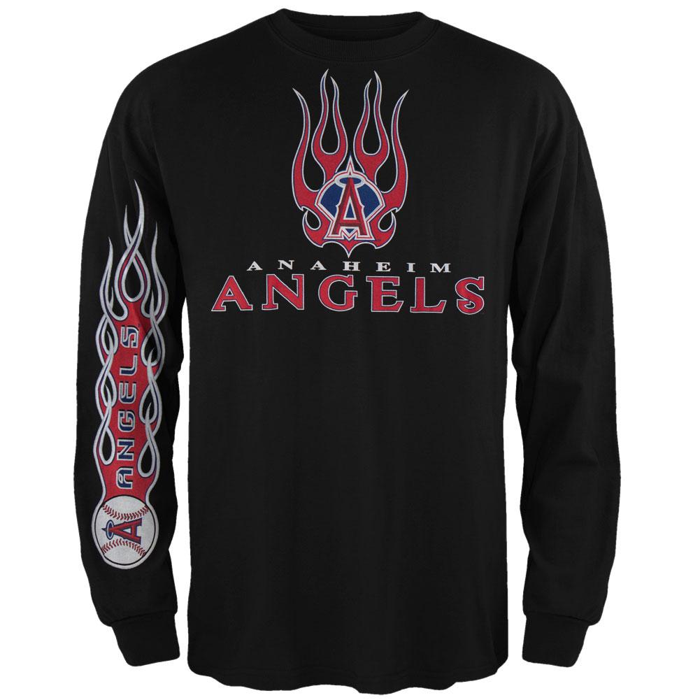 Anaheim Angels - Heaters Long Sleeve T-Shirt Men's Long Sleeves Los Angeles Angels of Anaheim MD Black 