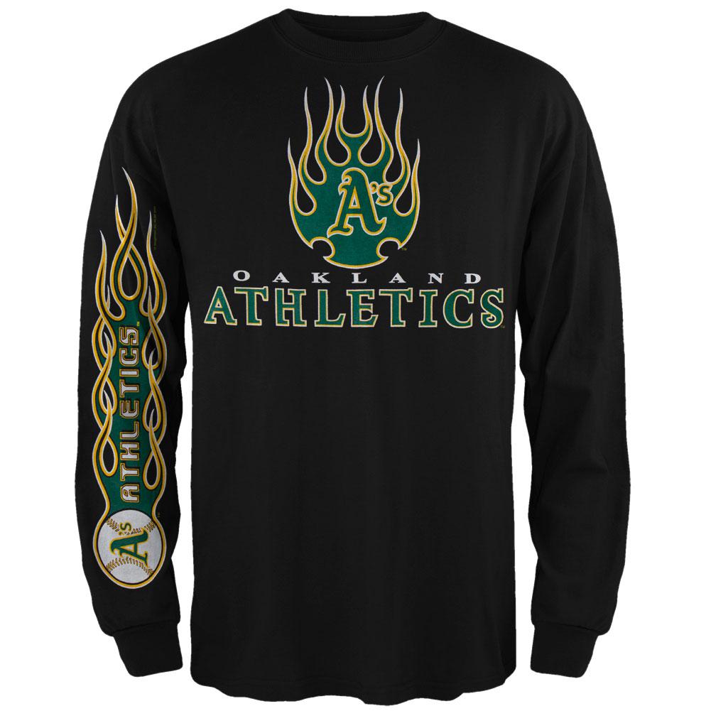 Oakland Athletics - Heaters Long Sleeve T-Shirt Men's Long Sleeves Oakland Athletics MD Black 