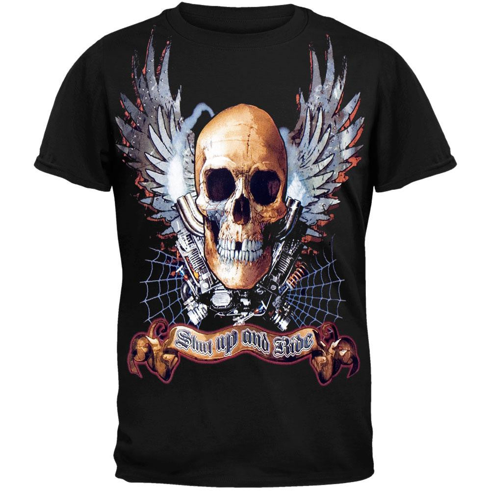 Winged Skull Shut Up and Ride T-Shirt Men's T-Shirts Old Glory   