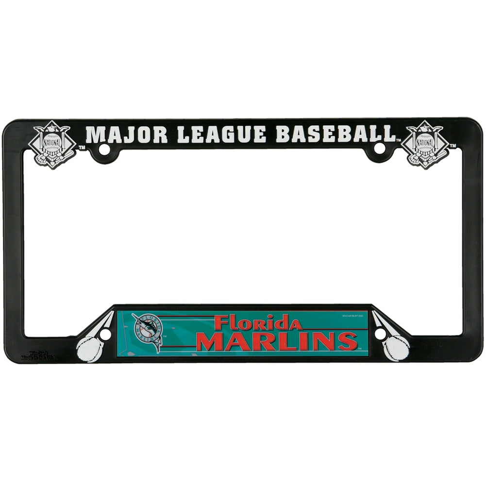 Florida Marlins - Logo & Name License Plate Frame License Plate Frames Old Glory OS Black 