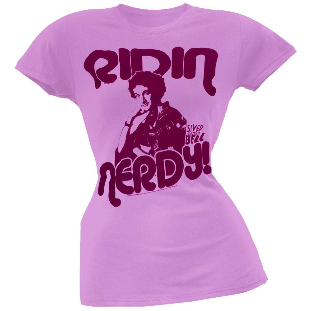 Saved By The Bell - Ridin Nerdy Juniors T-Shirt Juniors T-Shirts Saved by the Bell SM Pink