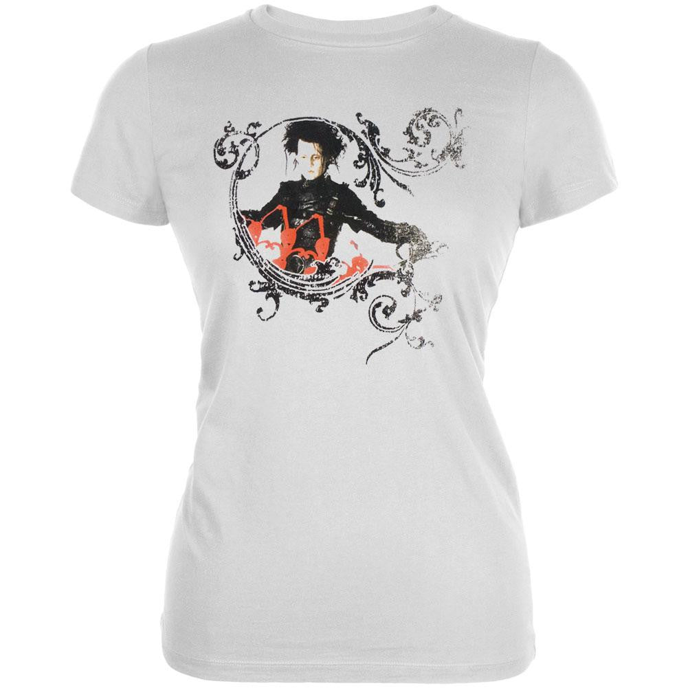 Edward Scissorhands - Paper Cutout Juniors T-Shirt Juniors T-Shirts Edward Scissorhands SM White