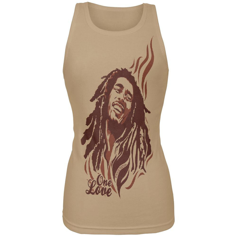 Bob Marley - One Love Tan Juniors Tank Top Juniors Tank Tops Bob Marley SM Beige 