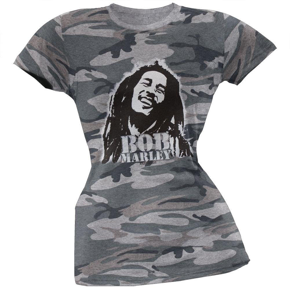 Bob Marley - Bob Camo Juniors T-Shirt Juniors T-Shirts Bob Marley SM Green 