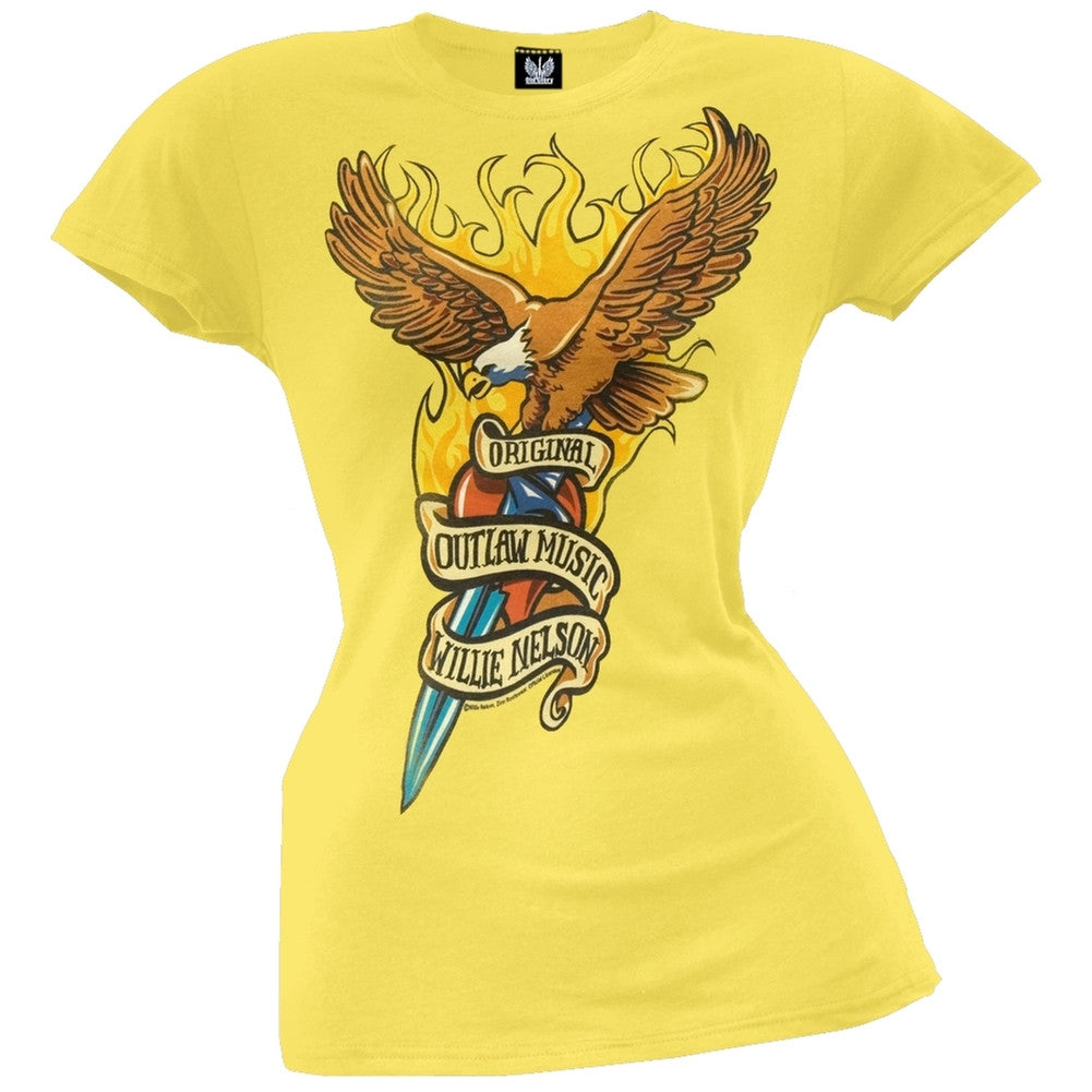 Willie Nelson - Eagle Juniors T-Shirt Juniors T-Shirts Willie Nelson SM Yellow