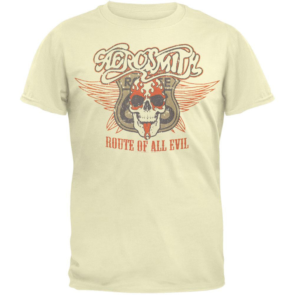 Aerosmith - Route Of Evil T-Shirt Men's T-Shirts Aerosmith 2XL Beige 