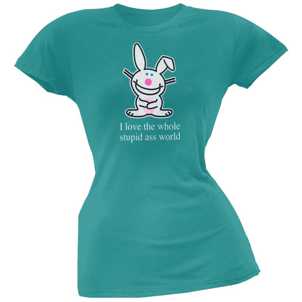 Happy Bunny - Love Stupid Ass World Juniors T-Shirt Juniors T-Shirts Happy Bunny   