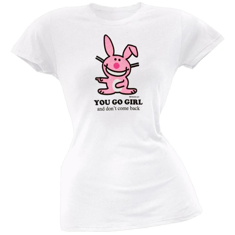 Happy Bunny - Go Girl Juniors T-Shirt Juniors T-Shirts Happy Bunny SM White 