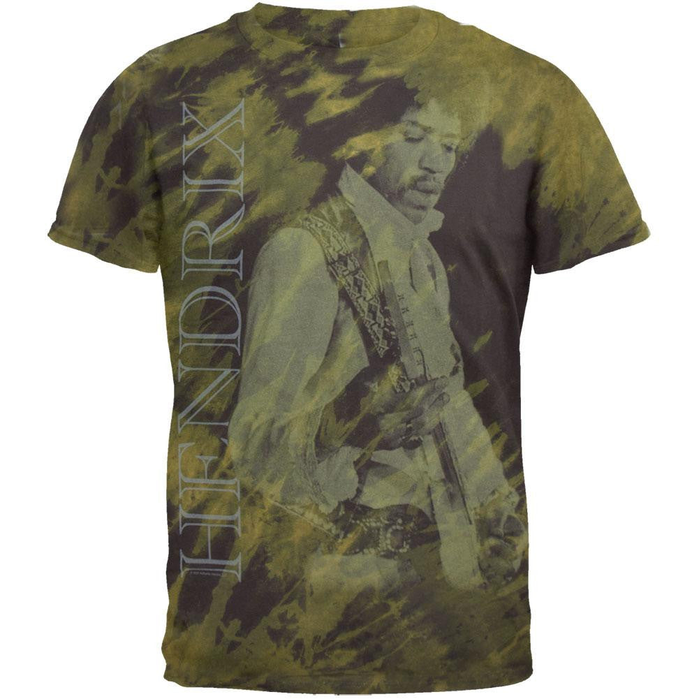 Jimi Hendrix - Earth And Space Tie Dye T-Shirt Men's T-Shirts Jimi Hendrix MD Olive 