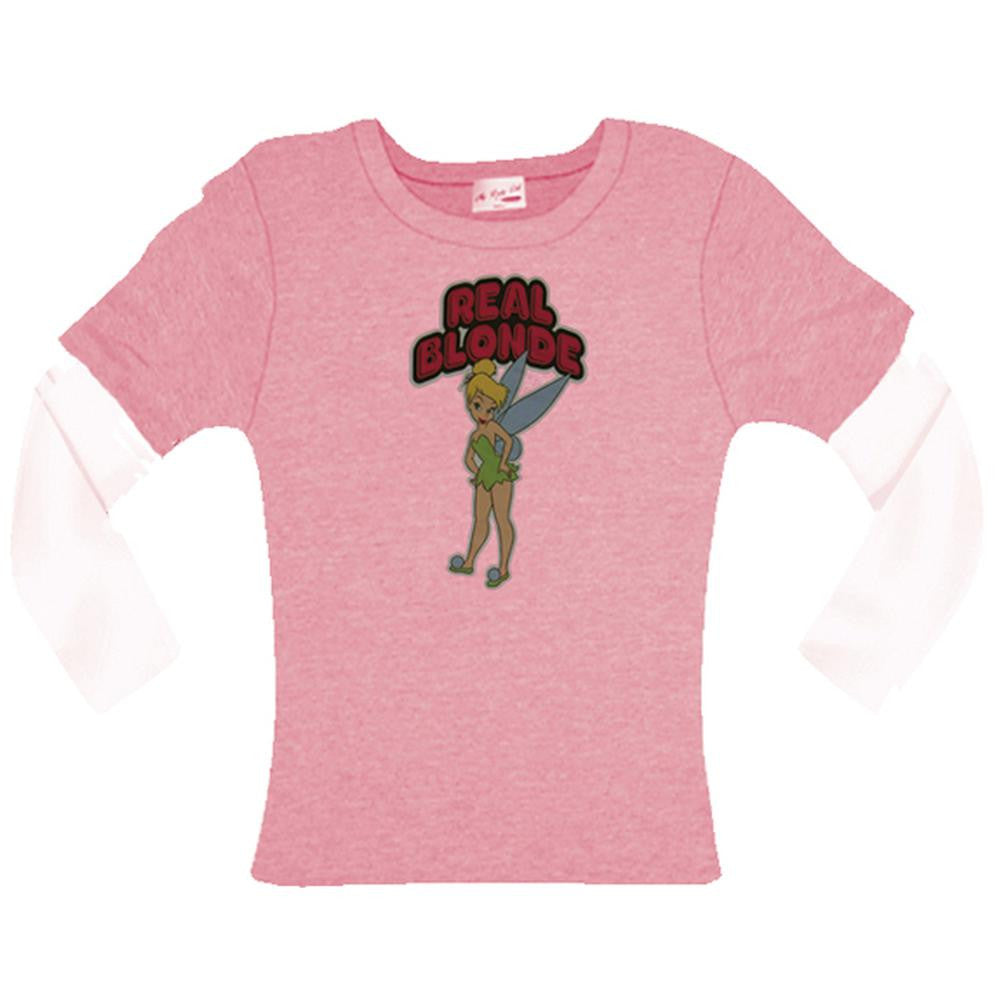 Tinkerbell - Real Blondie Juniors 2Fer Long Sleeve T-Shirt Juniors Long Sleeves Tinkerbell LG Light Pink