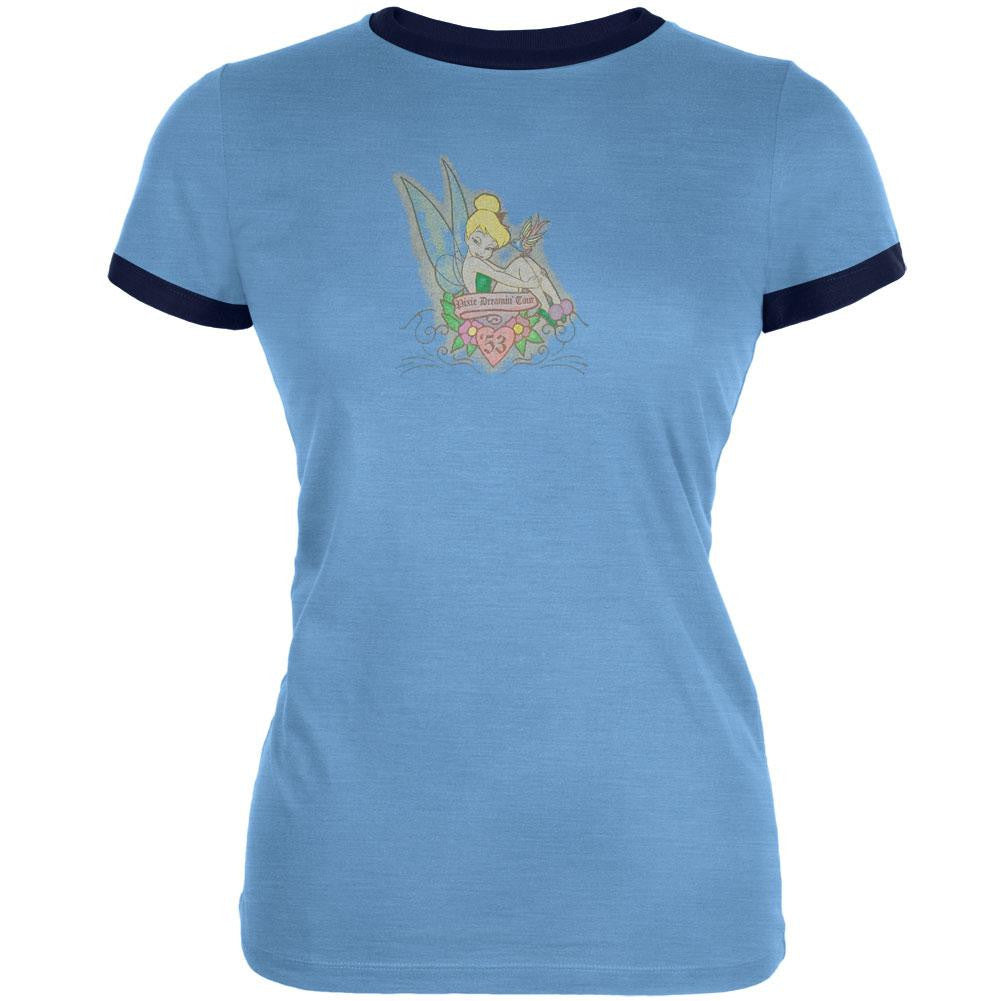 Tinkerbell - Pixie Dreamin' Juniors Ringer T-Shirt Juniors T-Shirts Tinkerbell LG Light Blue