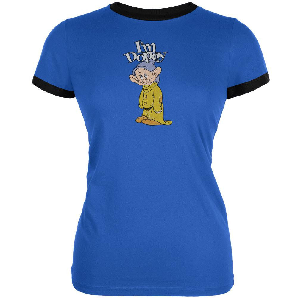 Snow White - I'm Dopey Juniors Ringer T-Shirt Juniors T-Shirts Snow White LG Blue