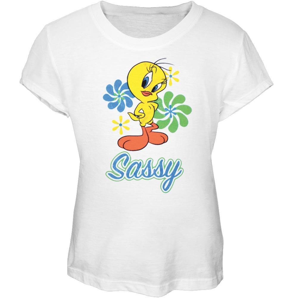 Looney Tunes - Tweety Sassy Girls Youth T-Shirt Youth T-Shirts Looney Tunes LG White 