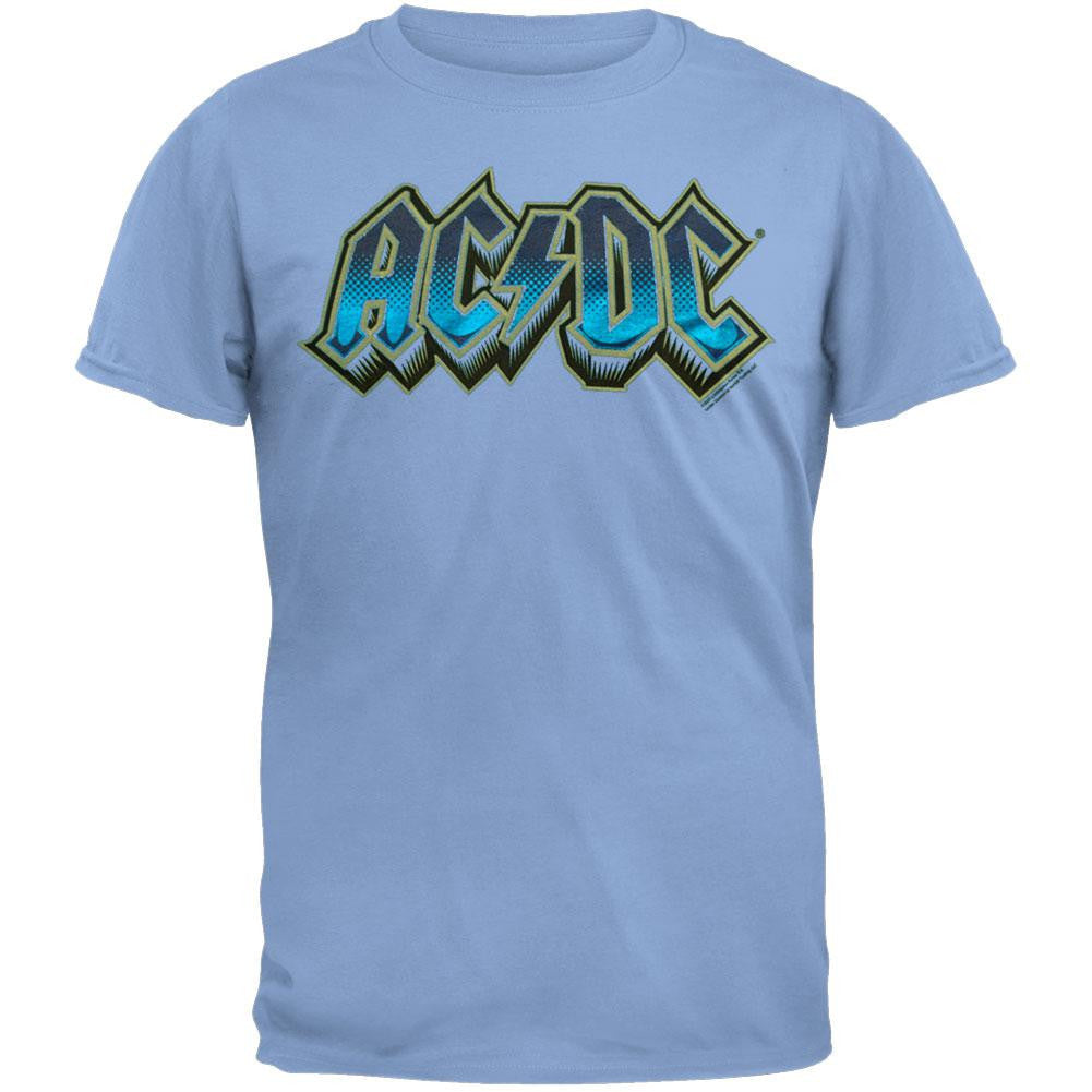 AC/DC - Metallic Logo T-Shirt Men's T-Shirts AC/DC MD Light Blue 