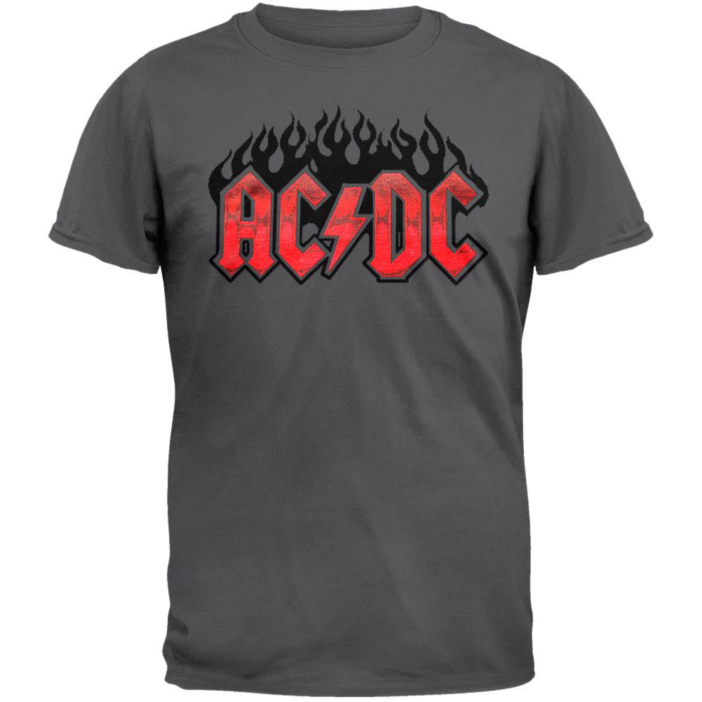 AC/DC - Flaming Logo T-Shirt Men's T-Shirts AC/DC XL Grey 