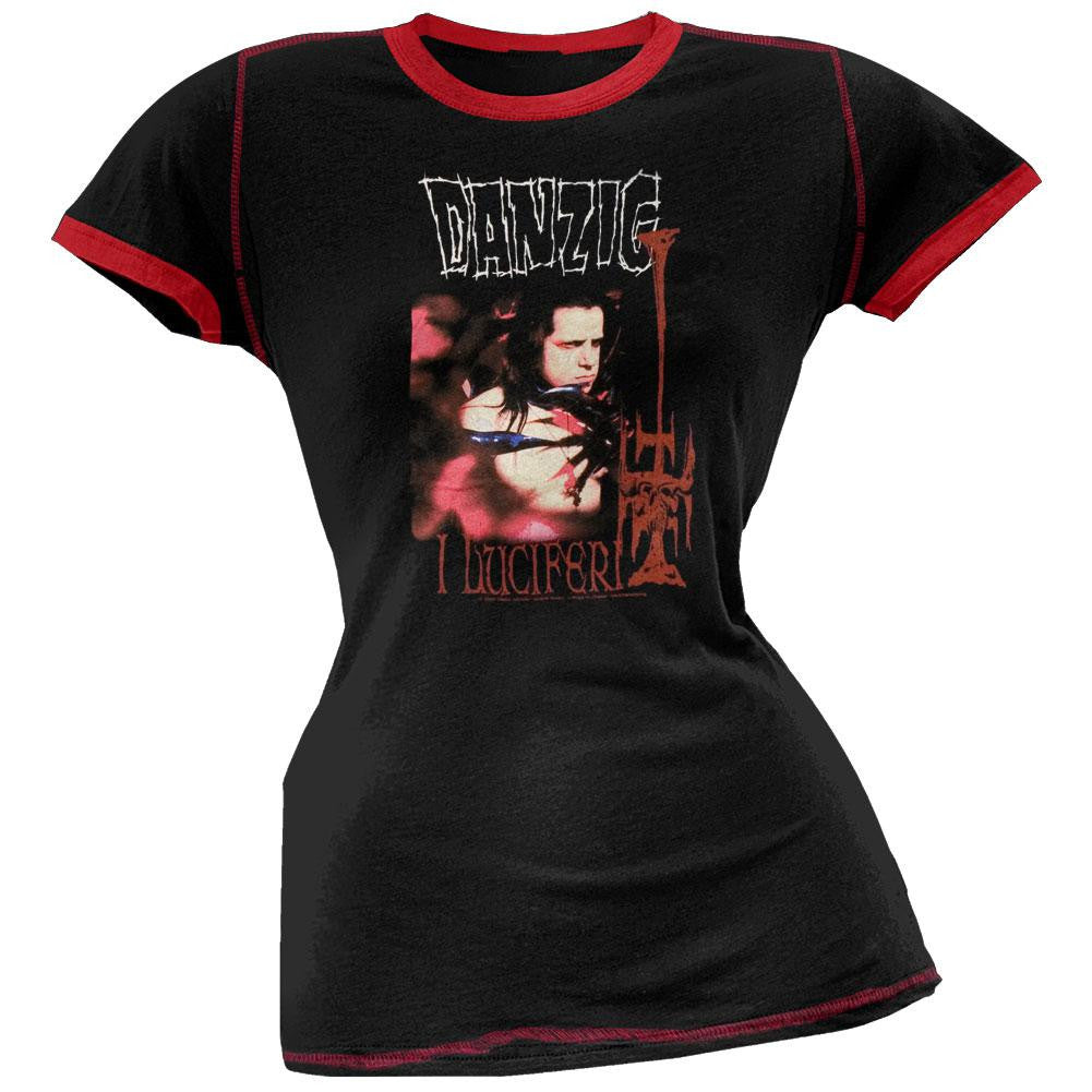 Danzig - I Luciferi Juniors Ringer T-Shirt Juniors T-Shirts Danzig SM Black 