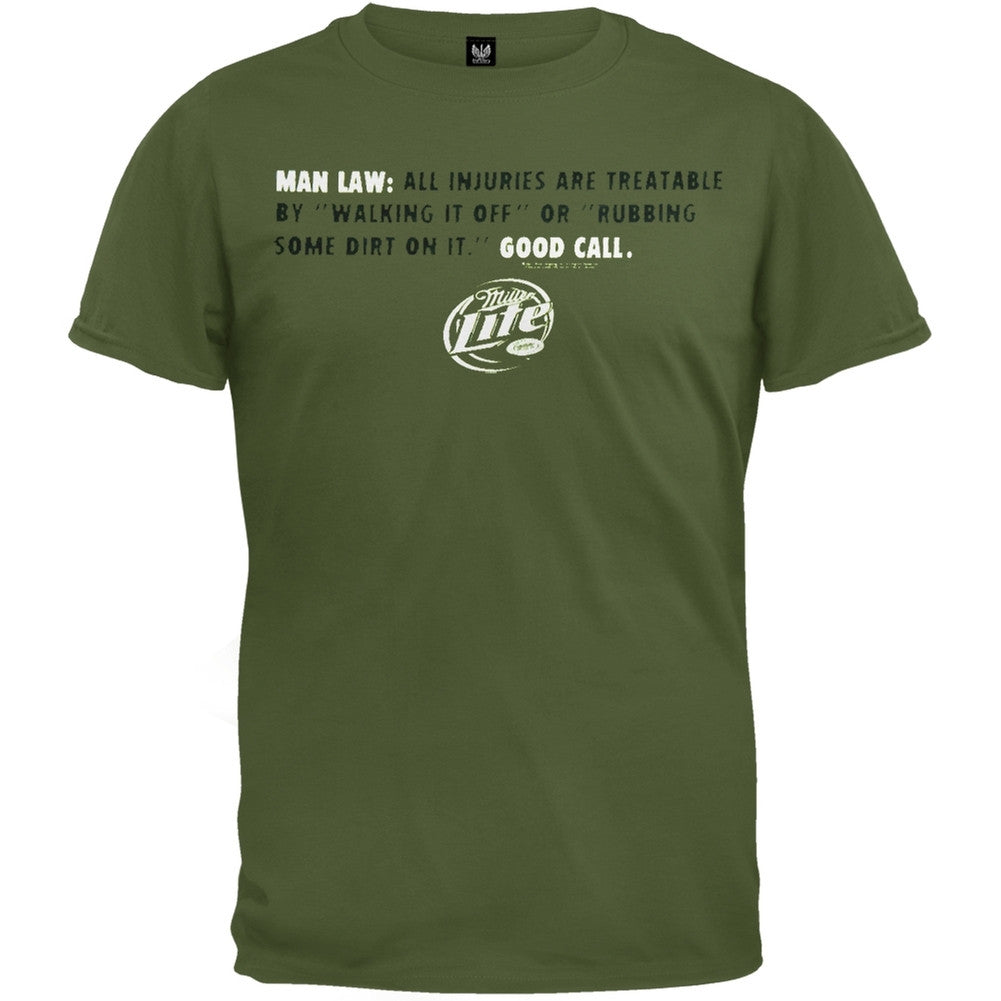 Miller Lite - Man Law Soft T-Shirt Men's T-Shirts Miller LG Dark Green 