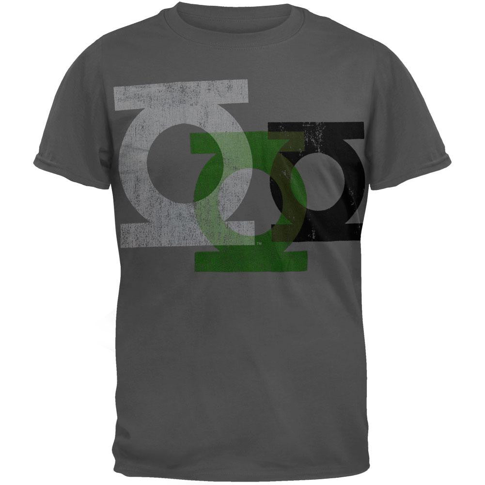 Green Lantern - Logo Repeat Four Soft T-Shirt Men's T-Shirts Green Lantern SM Grey 