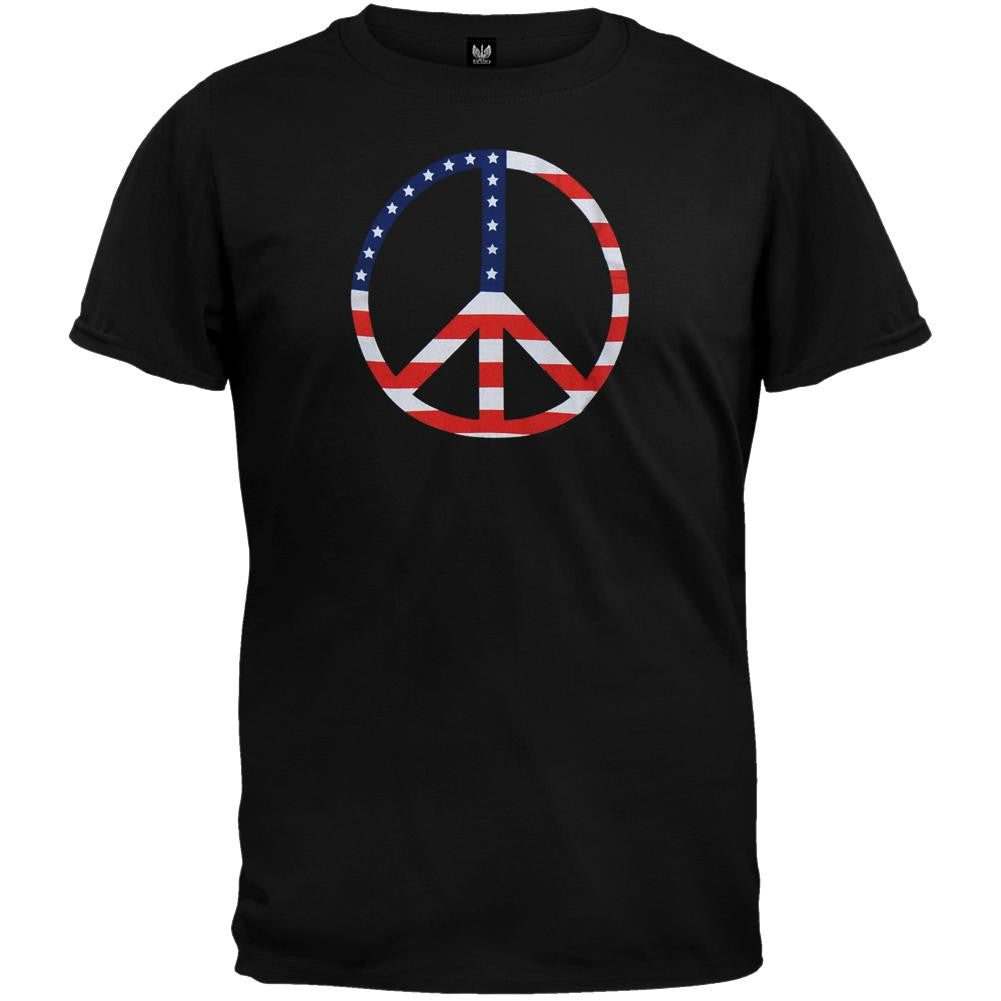 Patriotic Peace Sign Black T-Shirt Men's T-Shirts Old Glory   