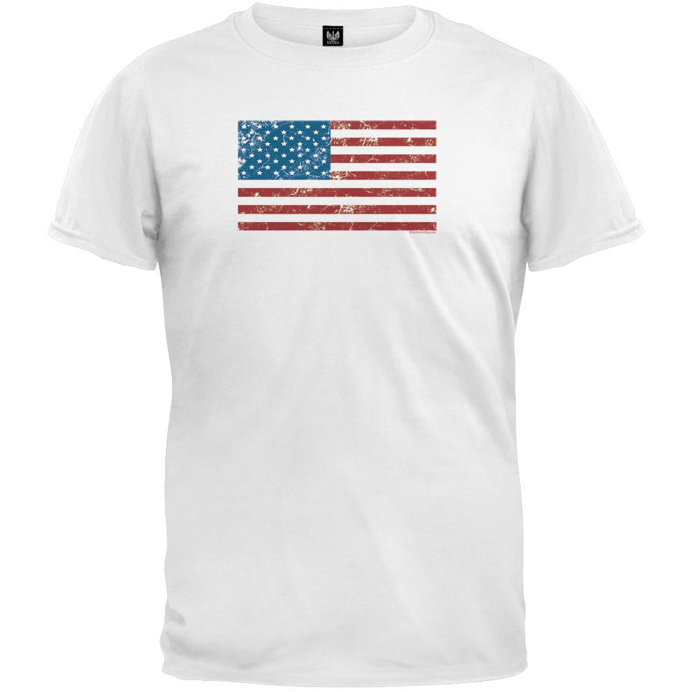 Distressed American Flag White T-Shirt Men's T-Shirts Old Glory   