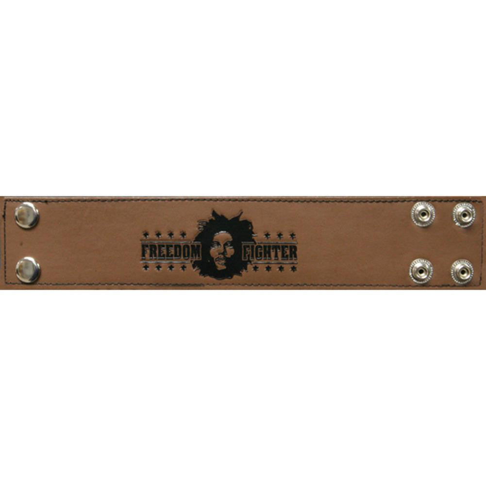 Bob Marley - Fighter Leather Wristband Wristbands Bob Marley SM Brown 