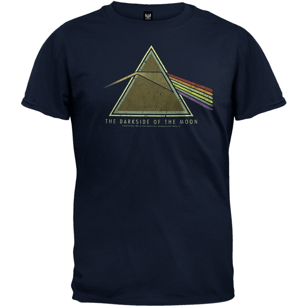 Pink Floyd - Dark Side Distressed Navy Blue T-Shirt Men's T-Shirts Pink Floyd 2XL Dark Blue 