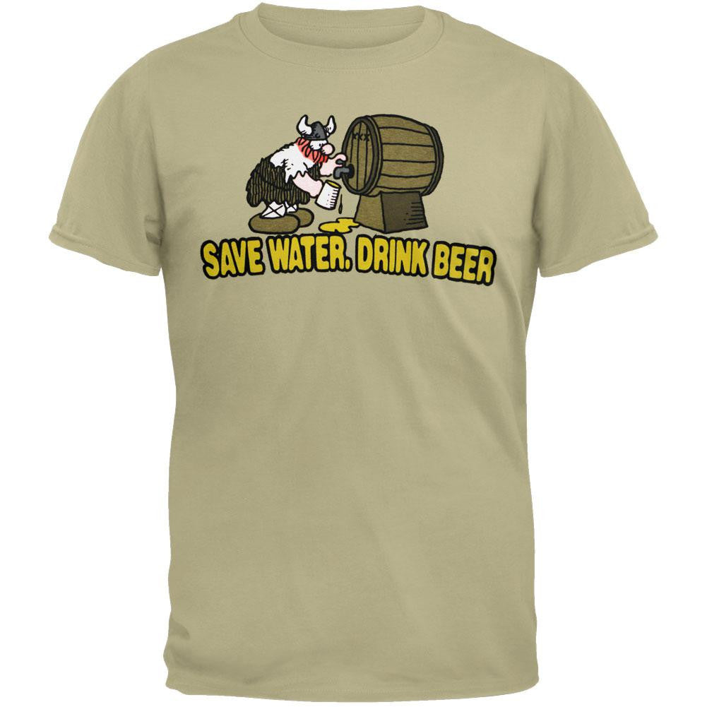 Hagar - Save Water Drink Beer Tan T-Shirt Men's T-Shirts Hagar The Horrible LG Tan 