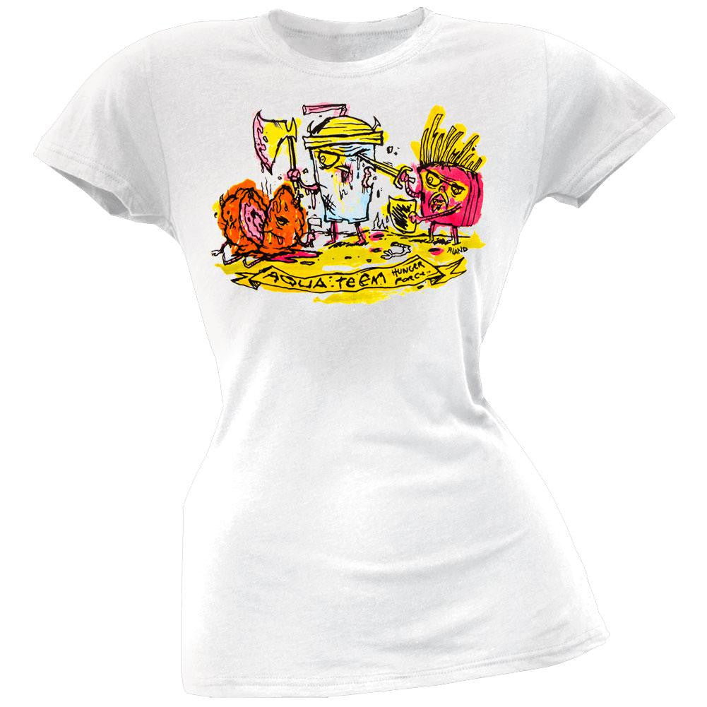 ATHF - DVD Art Juniors T-Shirt Juniors T-Shirts Aqua Teen Hunger Force SM White