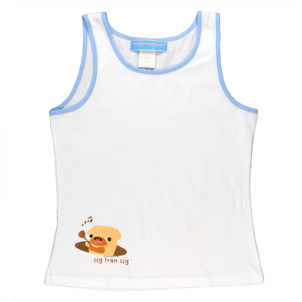 Naughty Pets - Dig Ivan Juniors Sleep Tank Top Juniors Sleepwear Naughty Pets SM Light Blue