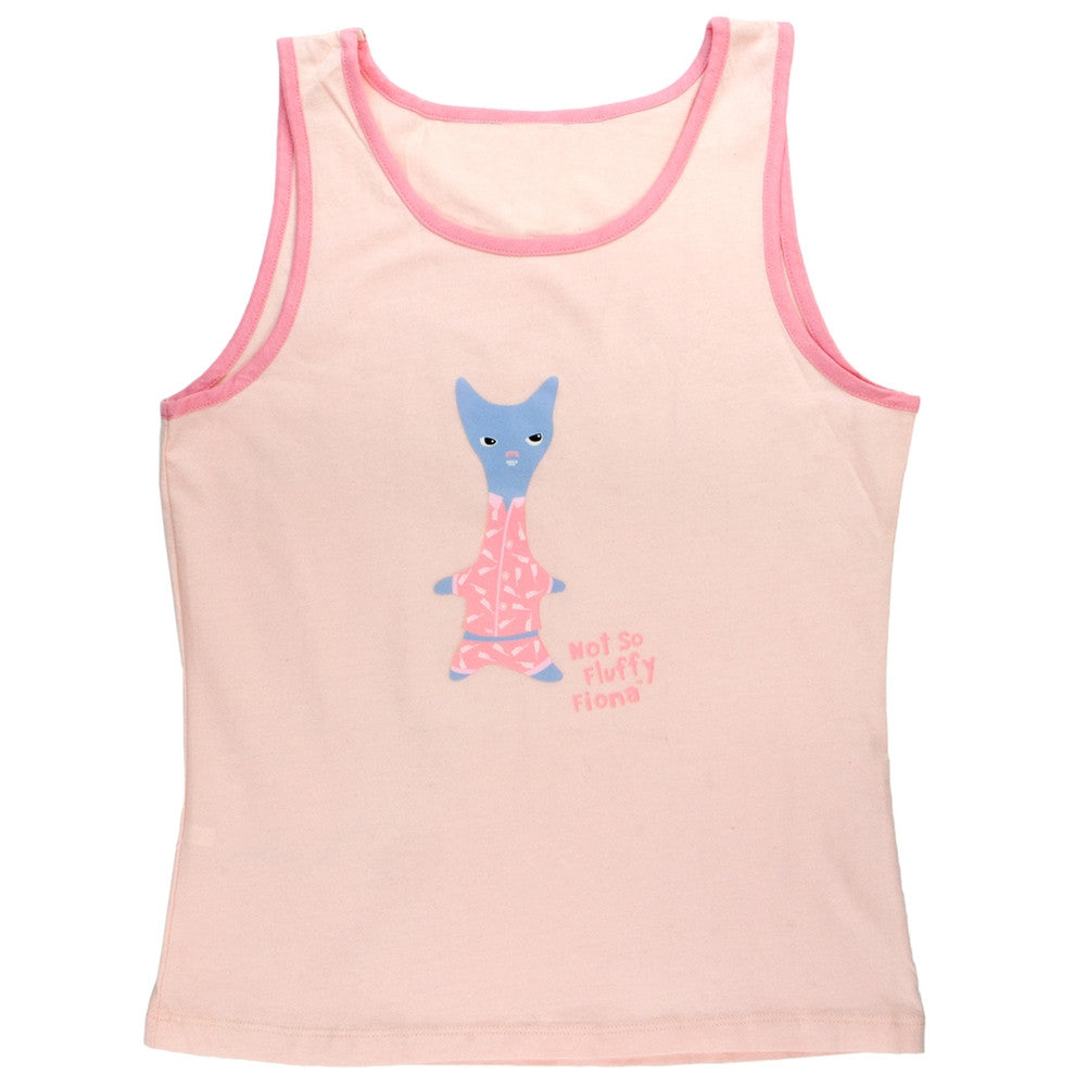 Naughty Pets - Fluffy Fiona Juniors Sleep Tank Top Juniors Sleepwear Naughty Pets SM Light Pink