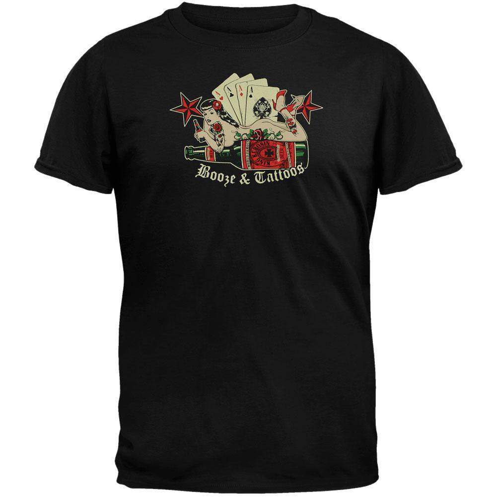 King Kerosin - Booze & Tattoos T-Shirt Men's T-Shirts King Kerosin LG Black 