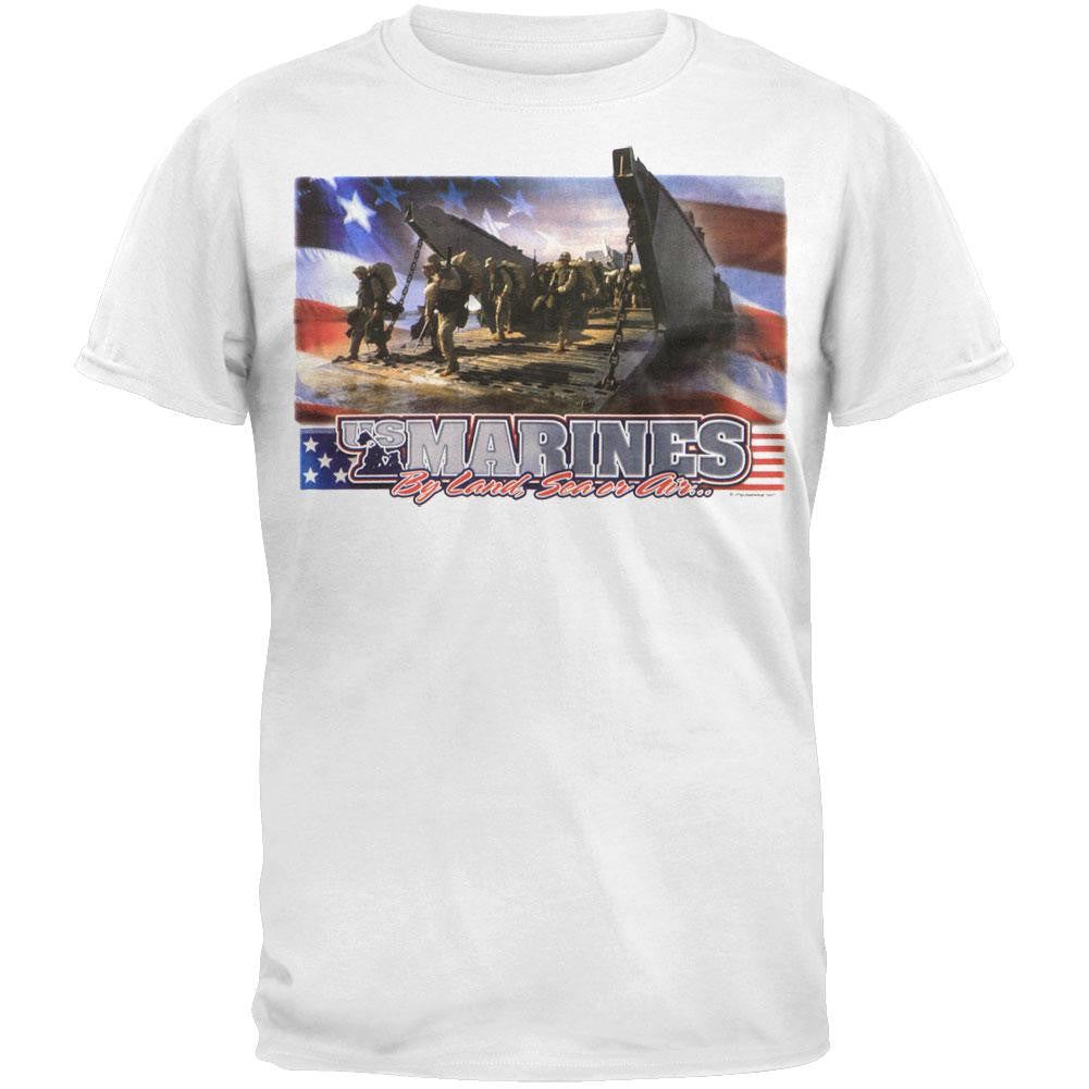 Marines - Land, Sea, Air, T-Shirt Men's T-Shirts US Marines 2XL White 