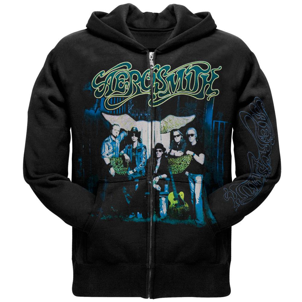 Aerosmith - Bluesy Zip Up Hoodie Men's Hoodies Aerosmith SM Black 