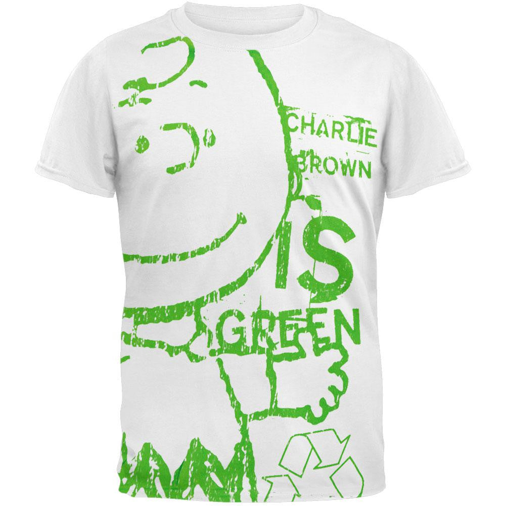 Peanuts - Green Chuck T-Shirt Men's T-Shirts Peanuts SM White 