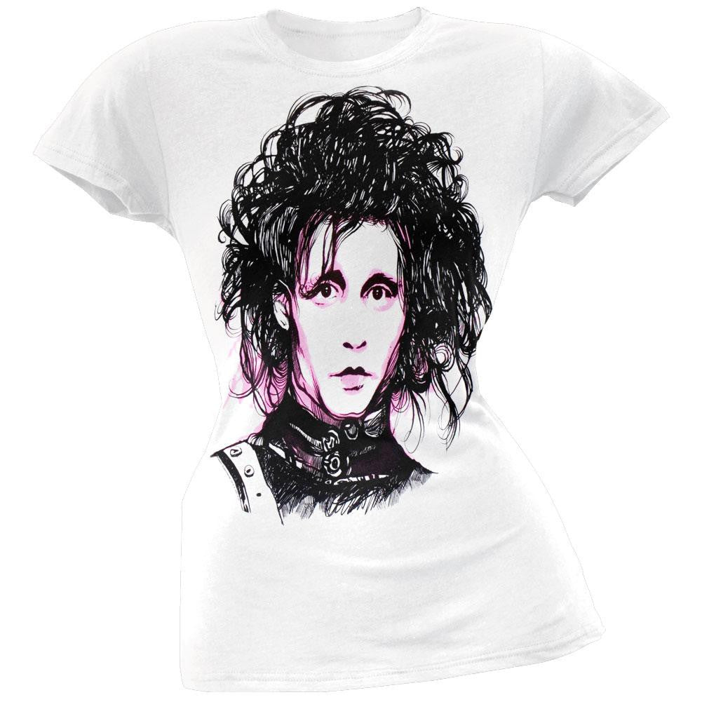 Edward Scissorhands - Edward Airbrush Juniors T-Shirt Juniors T-Shirts Edward Scissorhands XL White 