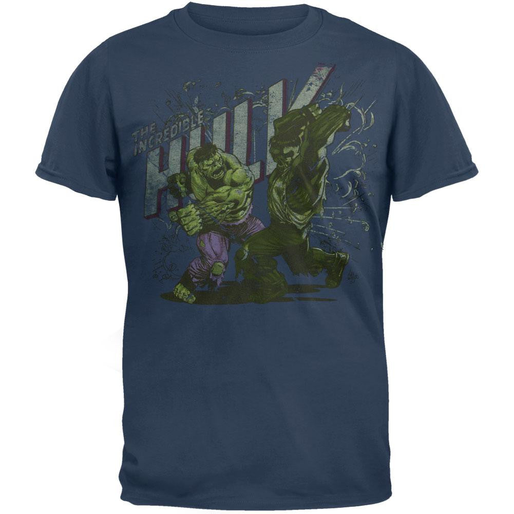 Incredible Hulk - Rage & Fury Soft T-Shirt Men's T-Shirts The Incredible Hulk SM Blue 