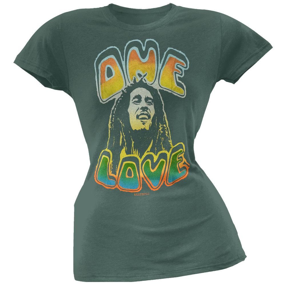 Bob Marley - One Love Green Juniors T-Shirt Juniors T-Shirts Bob Marley SM Green 