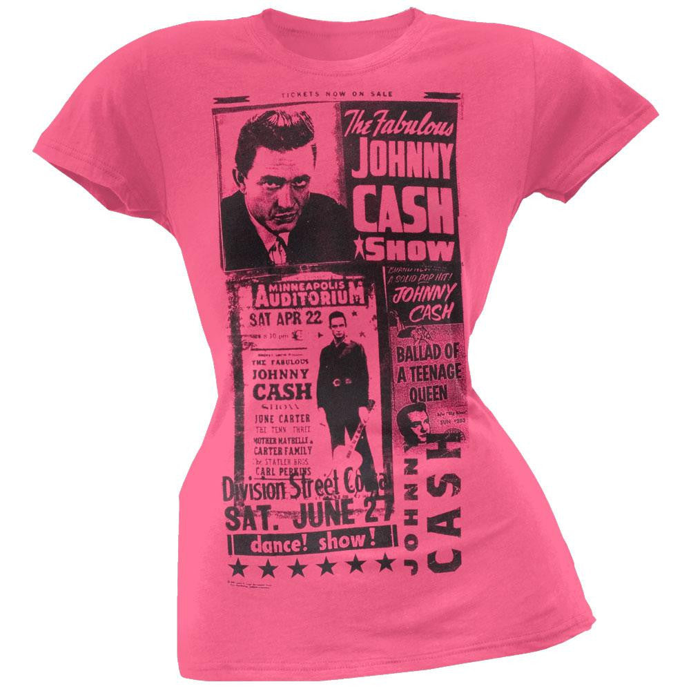 Johnny Cash - Fabulous Juniors T-Shirt Juniors T-Shirts Johnny Cash LG Pink 