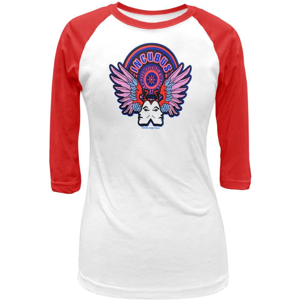 Incubus - Winged Face Juniors Raglan Juniors Raglans Incubus MD White 