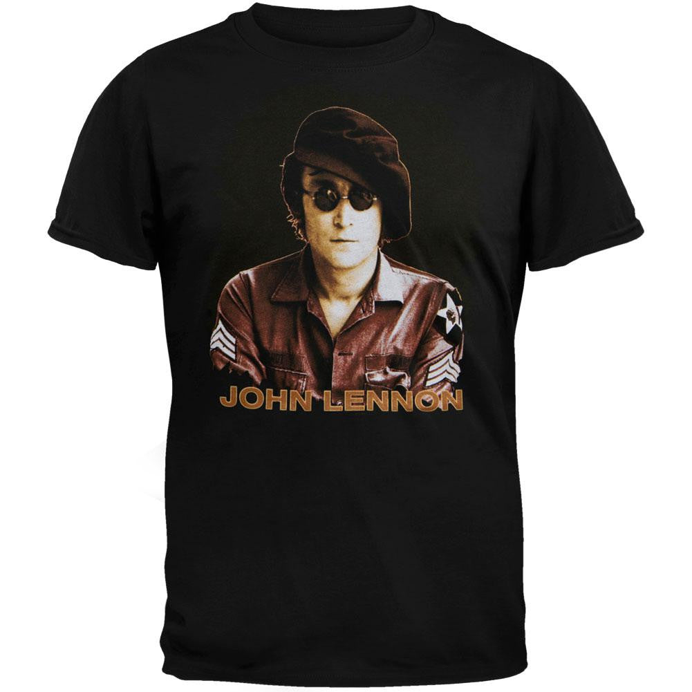 John Lennon - Brown Photo T-Shirt Men's T-Shirts John Lennon LG Black 