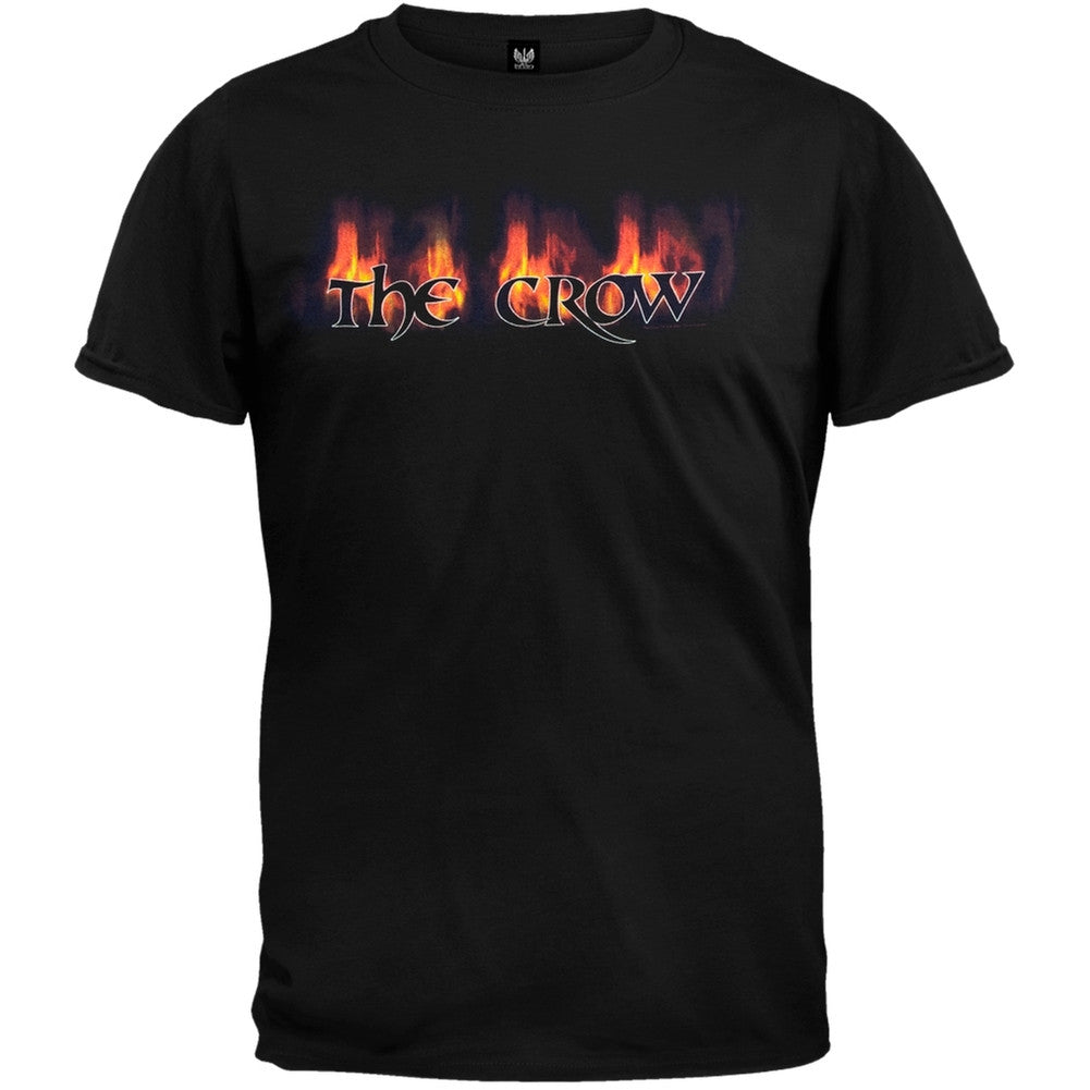 The Crow - Flaming Logo Black Adult T-Shirt Men's T-Shirts The Crow   