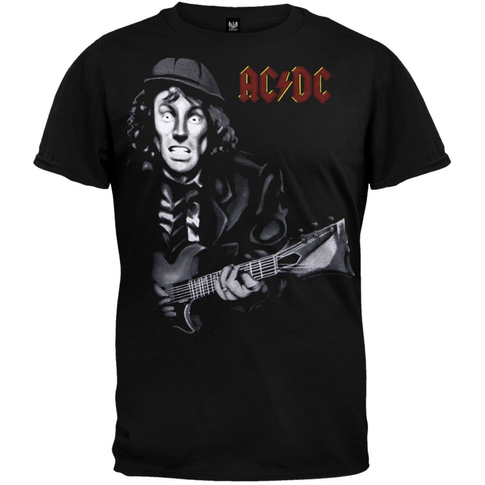 AC/DC - Angus Guitar Cartoon Soft T-Shirt Men's T-Shirts AC/DC SM Black 