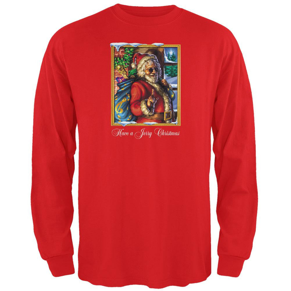 Grateful Jerry Garcia Have a Jerry Christmas Long Sleeve Mens T Shirt Men's Long Sleeves Jerry Garcia SM Red