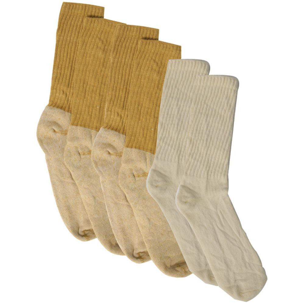 Organic Cotton Crew Socks - Assorted Brown & Cream (3 pk.) Men's Socks Old Glory LG Brown 