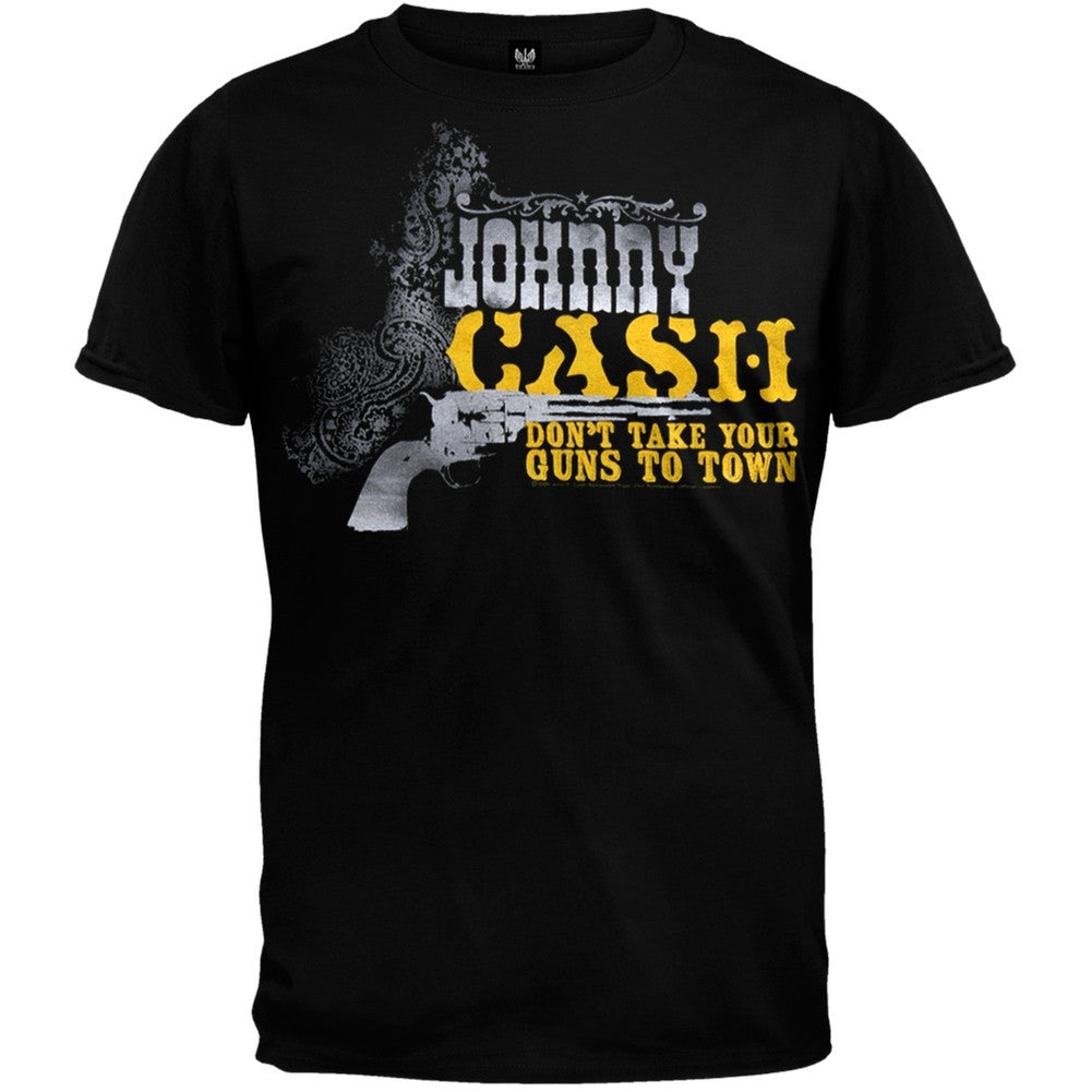 Johnny Cash - Guns Logo Black Soft T-Shirt Men's T-Shirts Johnny Cash   