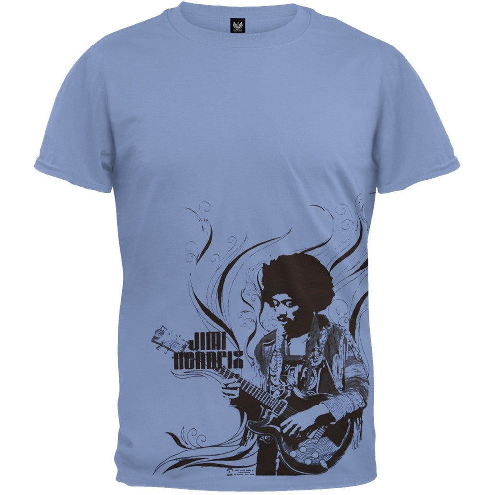 Jimi Hendrix - Flames T-Shirt Men's T-Shirts Jimi Hendrix SM Light Blue 